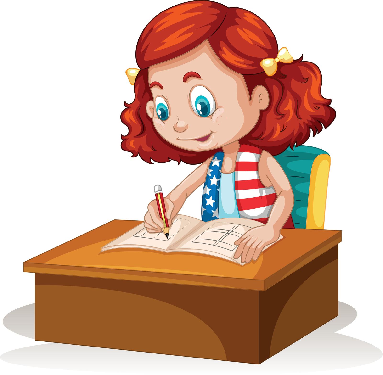 image of a girl writing